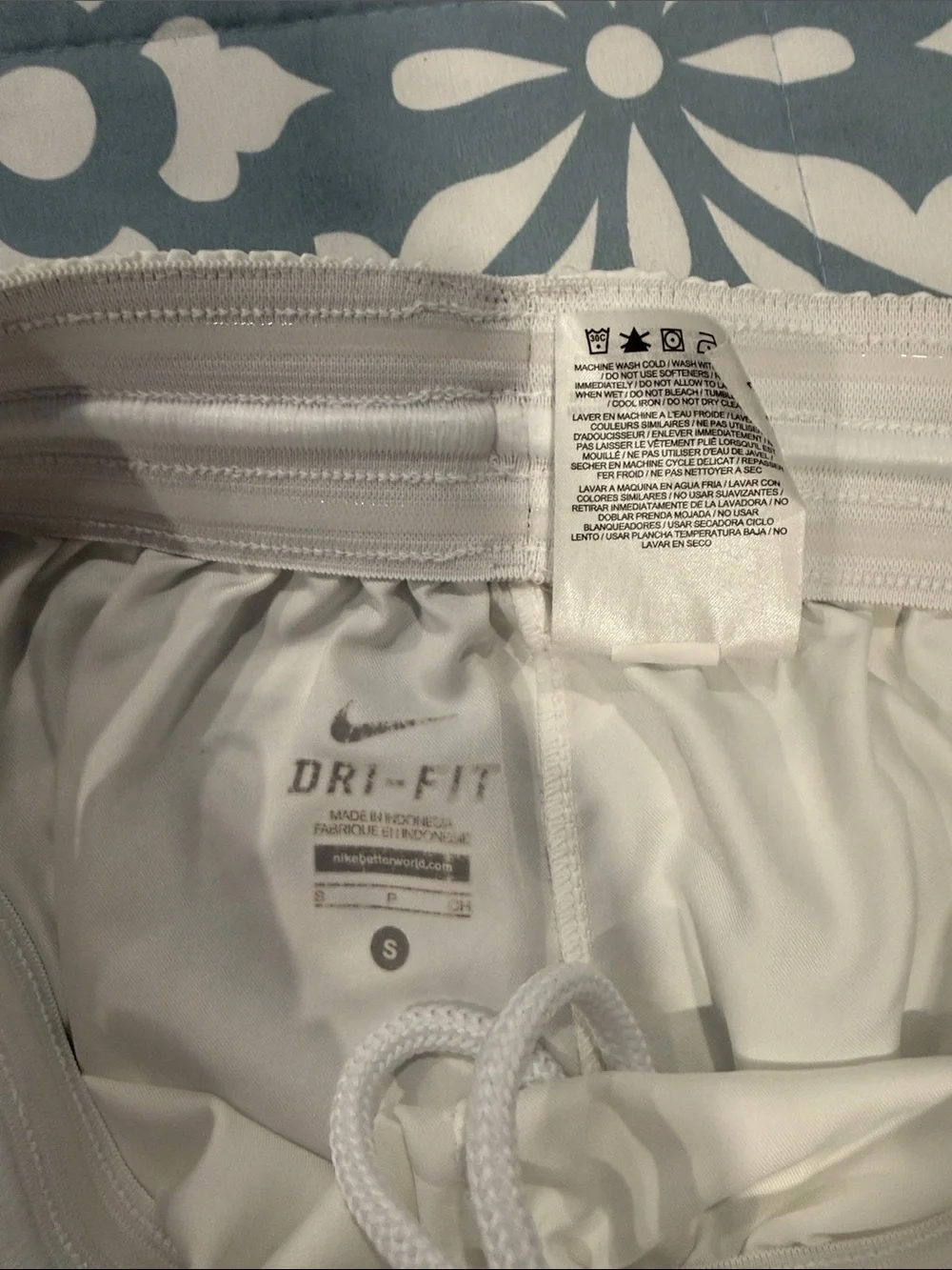 Nike Basketball White Shorts with Navy Side Trim